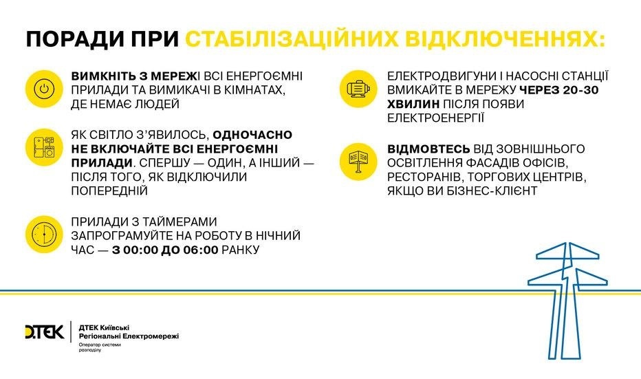 Як вмикати електроприлади, після відновлення електропостачання