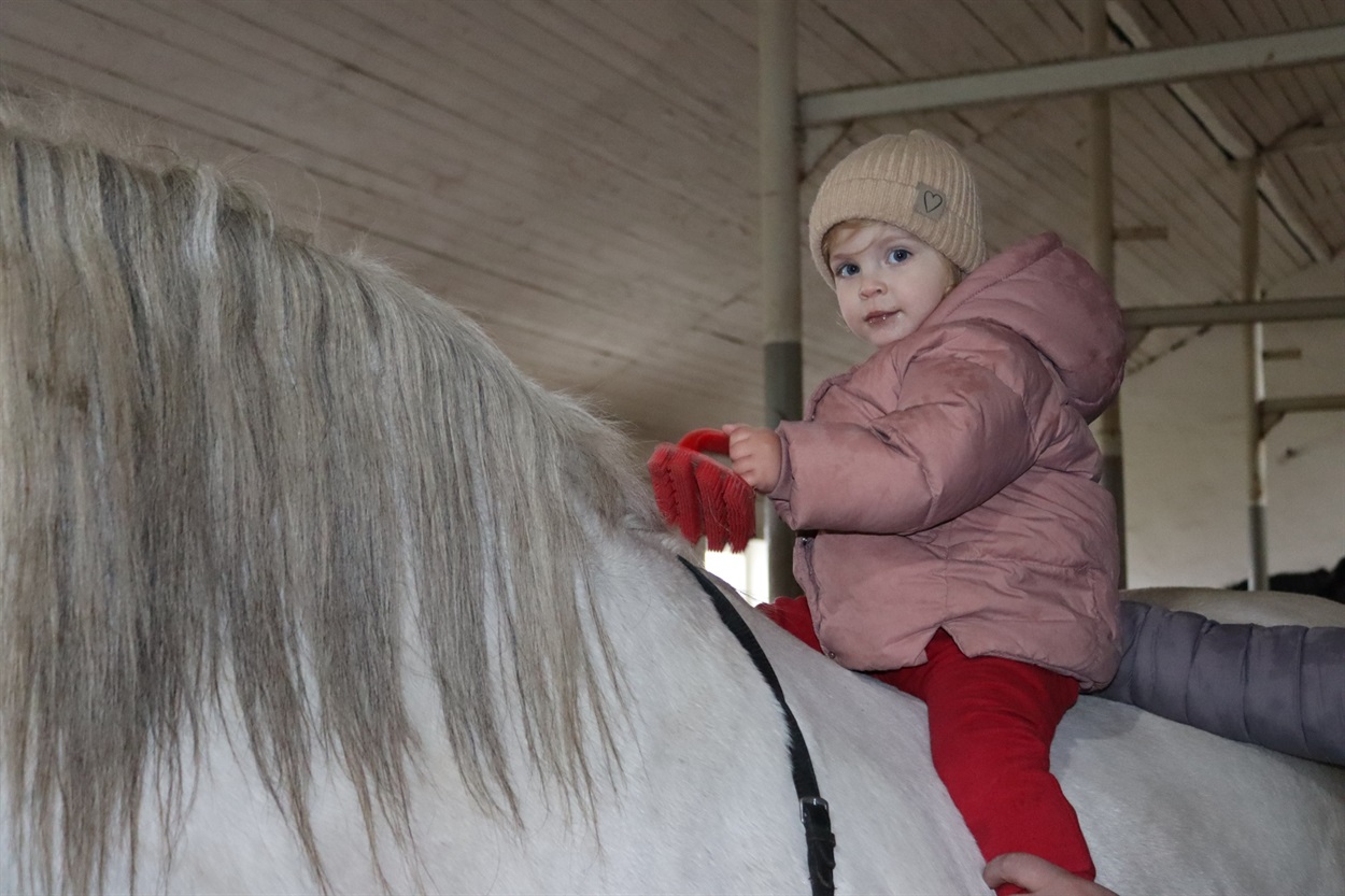 Маленька Аліса на кінній прогулянці