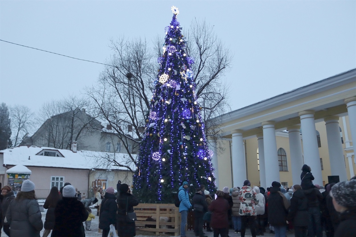 Міська ялинка, на якій сяють вогні