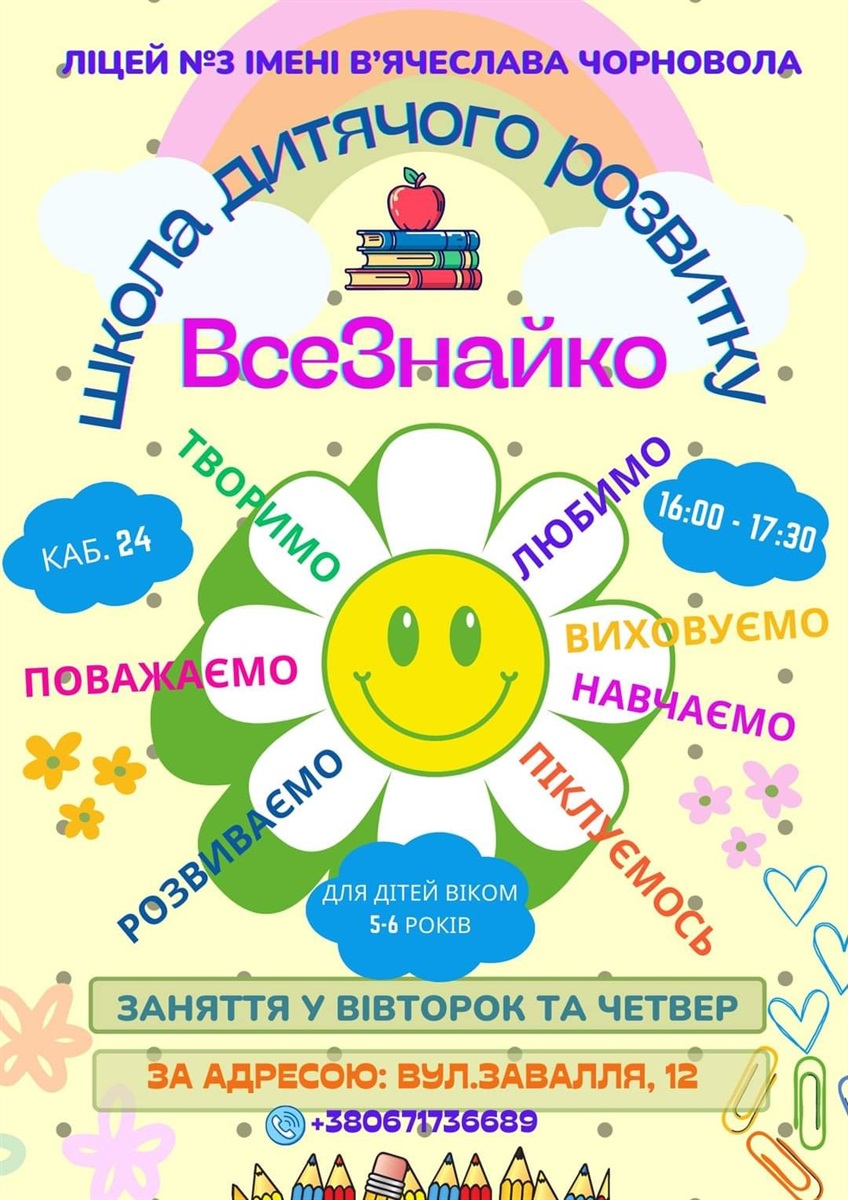 Афіша Школи дитячого розвитку "ВсеЗнайко"
